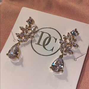 Dareth Colburn Gold Crystal Drop Earrings
